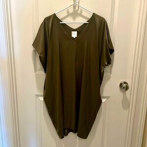 Sen Olive Green Sateen caftan